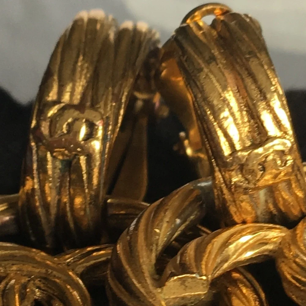Chanel Gold-Tone Double C Drop Earrings
